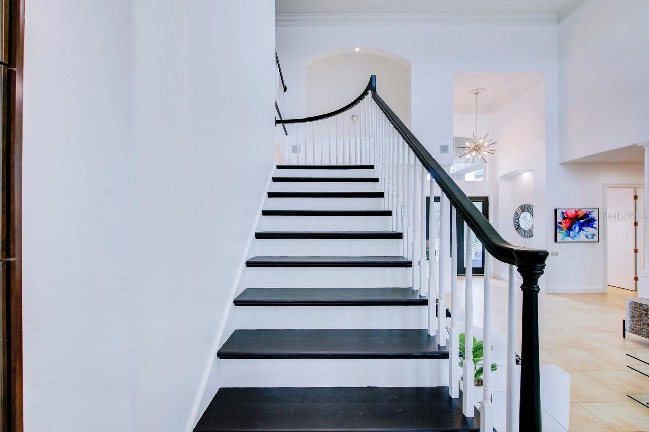 Stairs to two ensuites