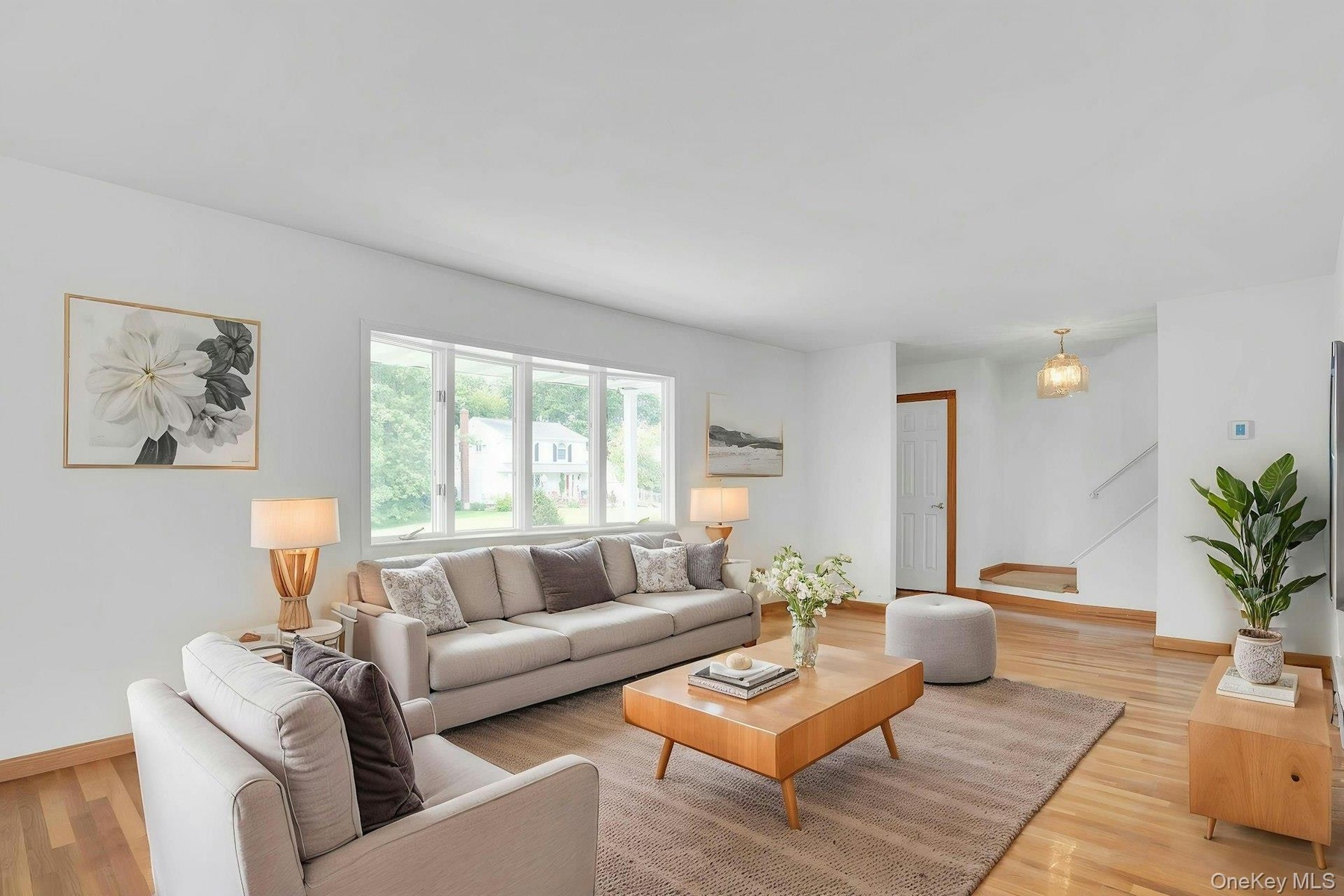 Living Room after it is virtually staged.