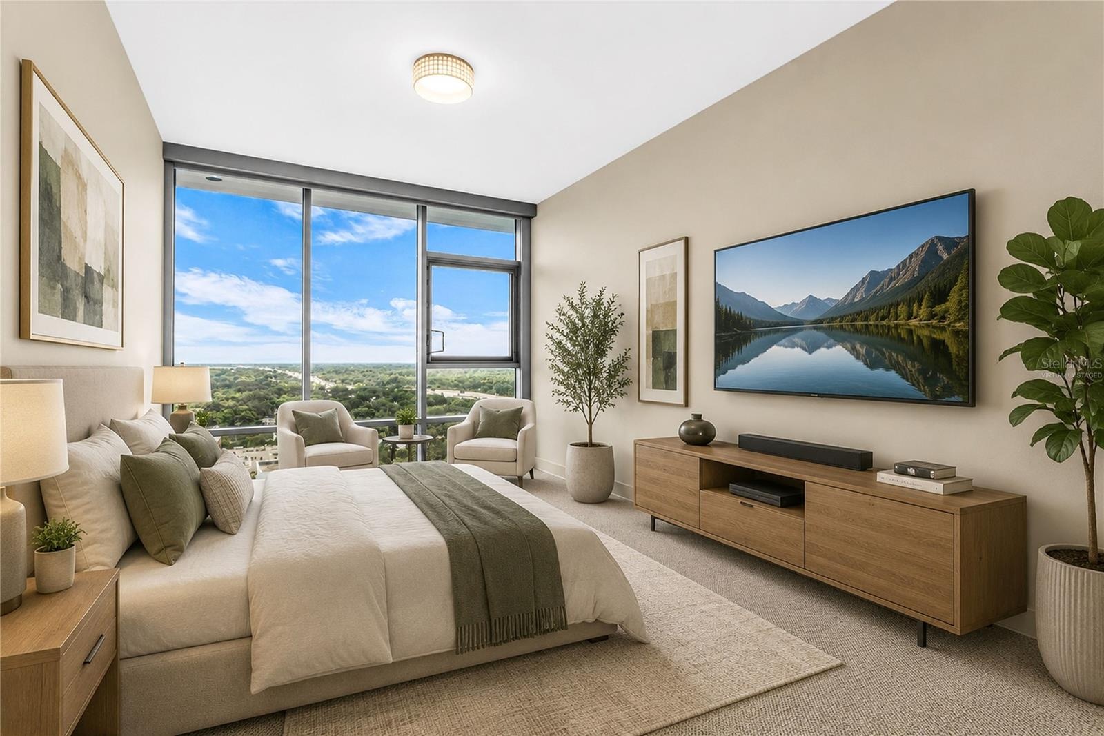 Virtually staged Primary Bedroom