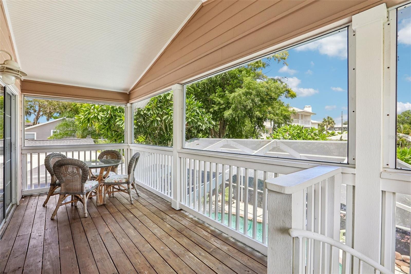 Sliders from the second floor screened patio