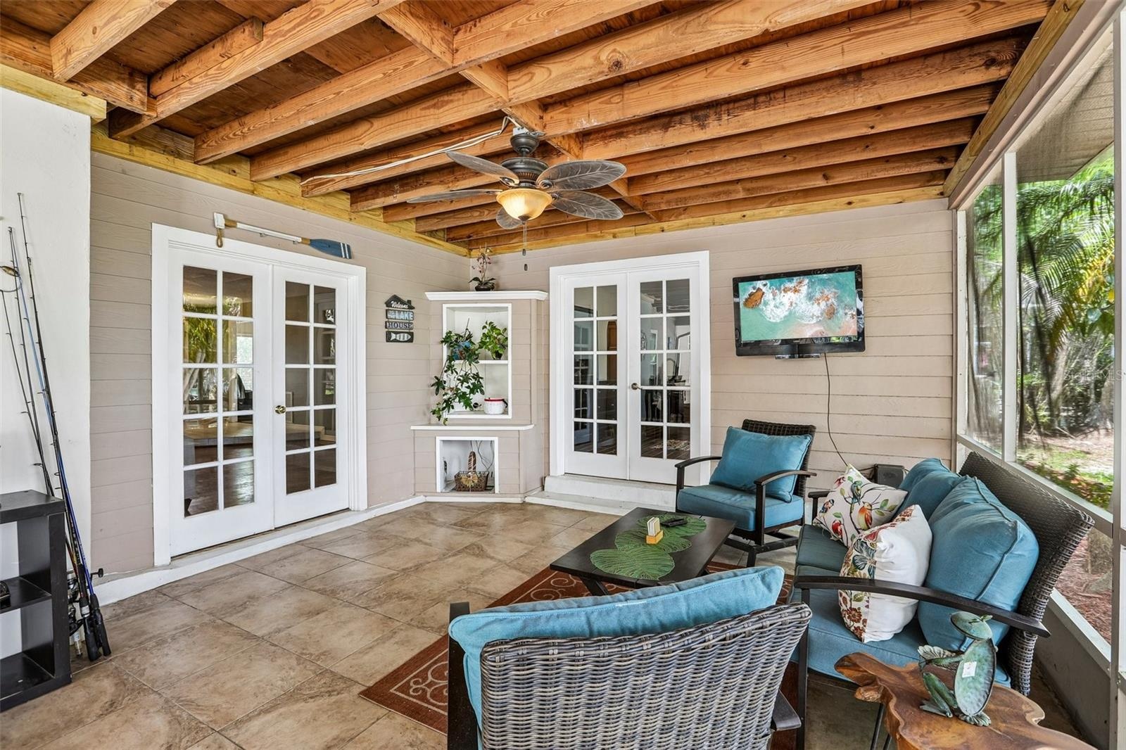 French doors to the living room and Primary bedroom