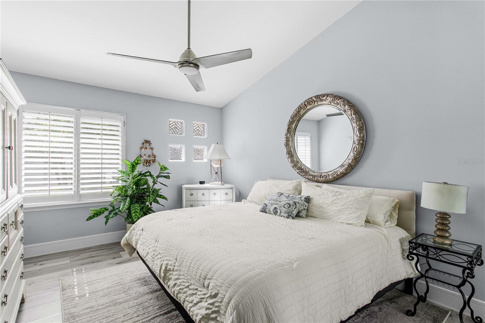The primary bedroom is a true retreat.