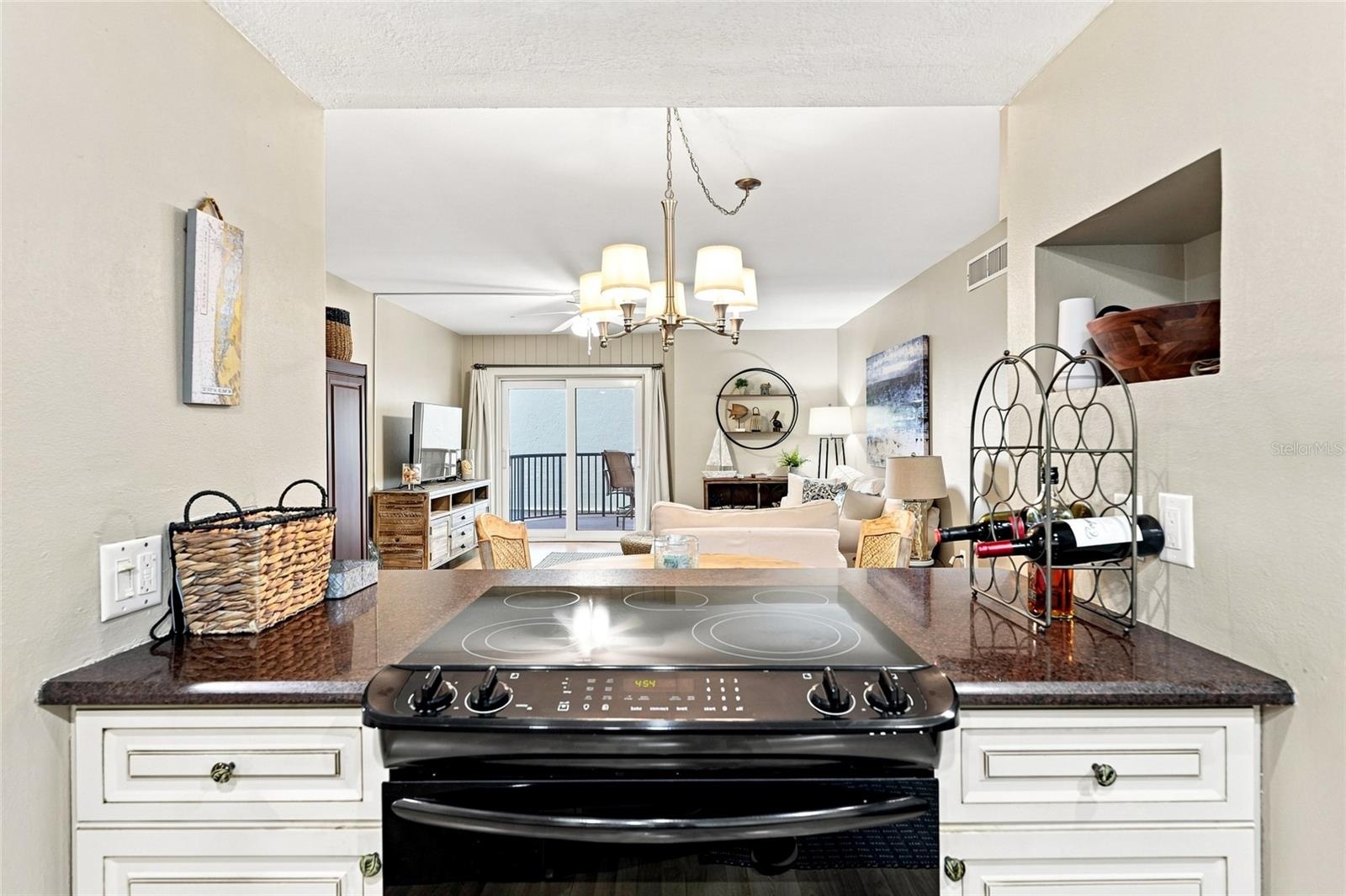 Kitchen with island and pendant lighting