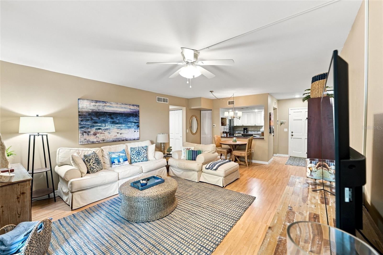 Living room with coastal decor