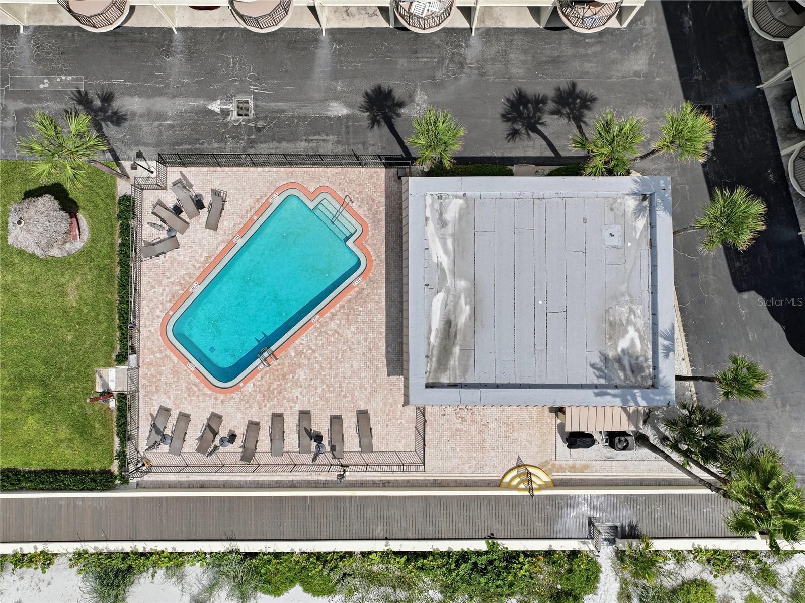 Aerial top-down pool view