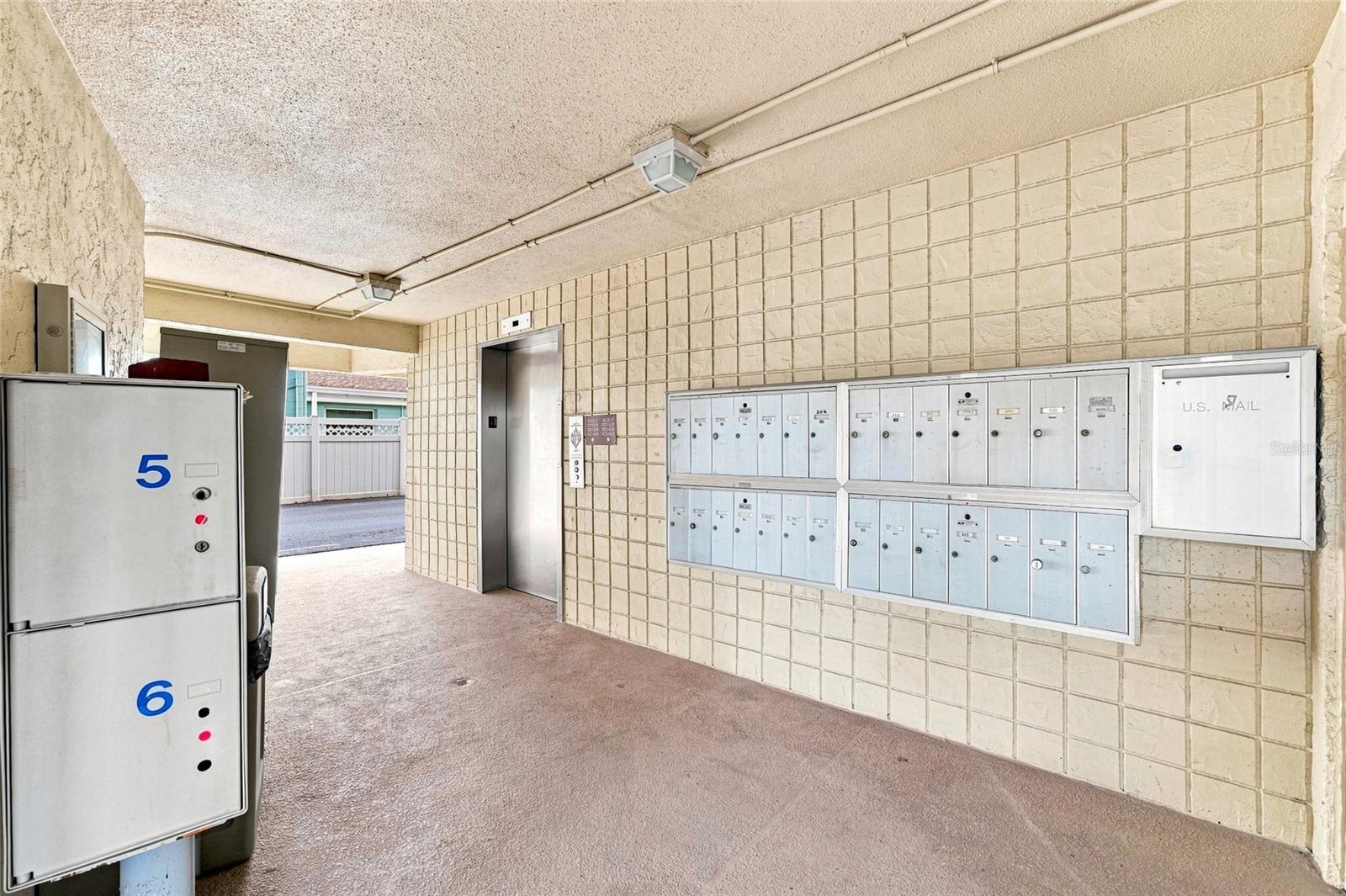 Mailboxes/interior hallway