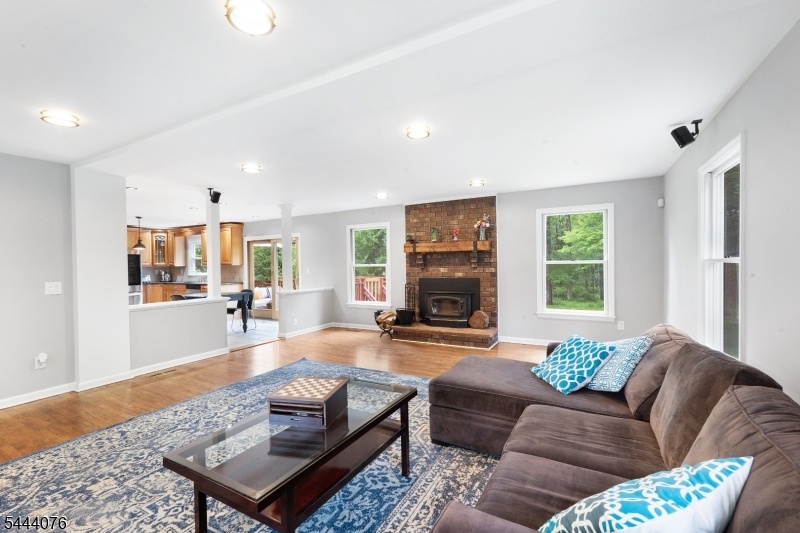Wood fireplace living room