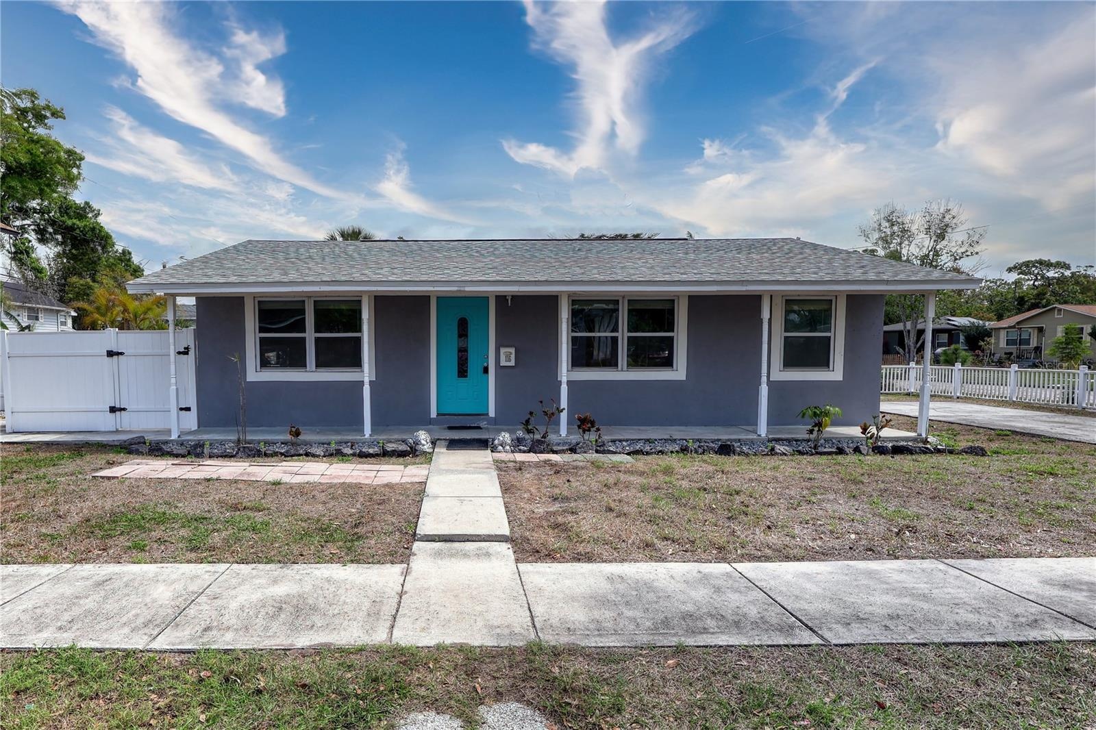 Remodeled 2-bedroom, 1-bathroom main house in St. Petersburg—separately metered, currently leased and producing rental income.