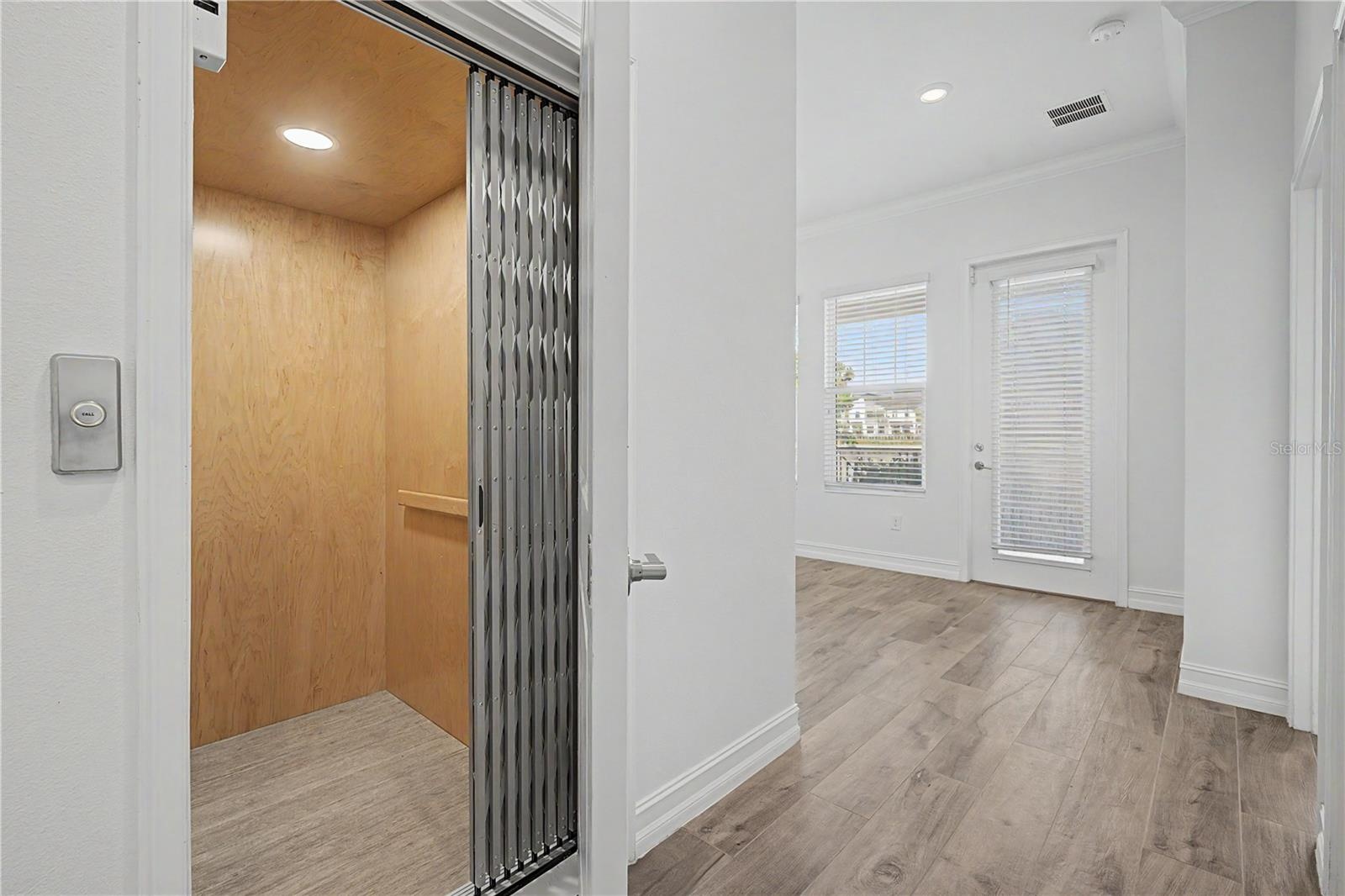 First-level elevator door access.