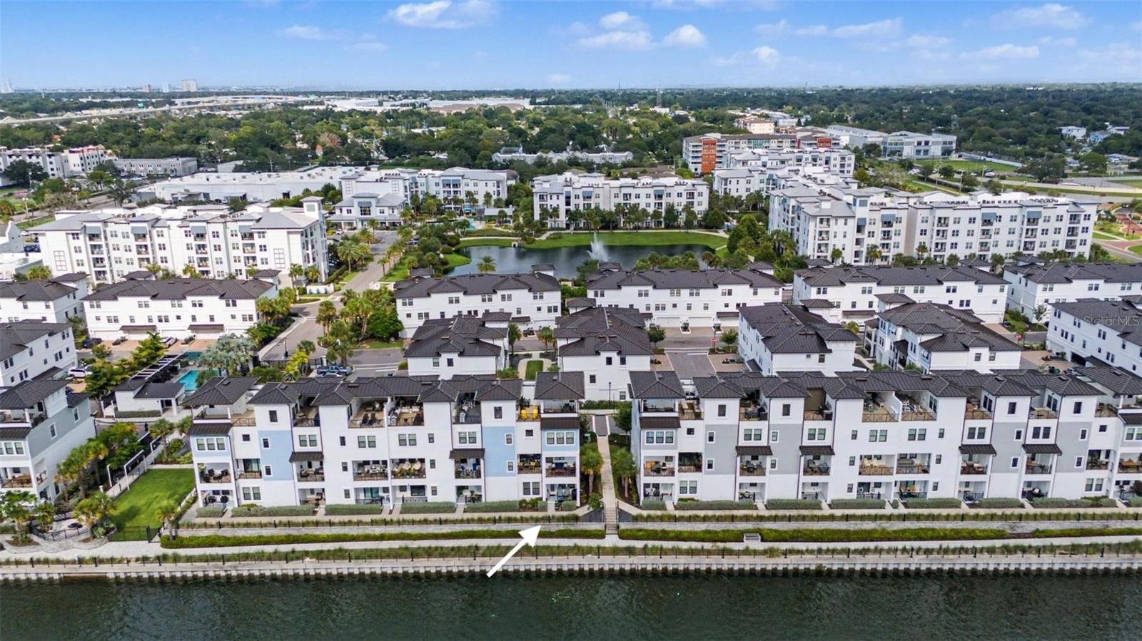 Aerial view of the waterfront community.