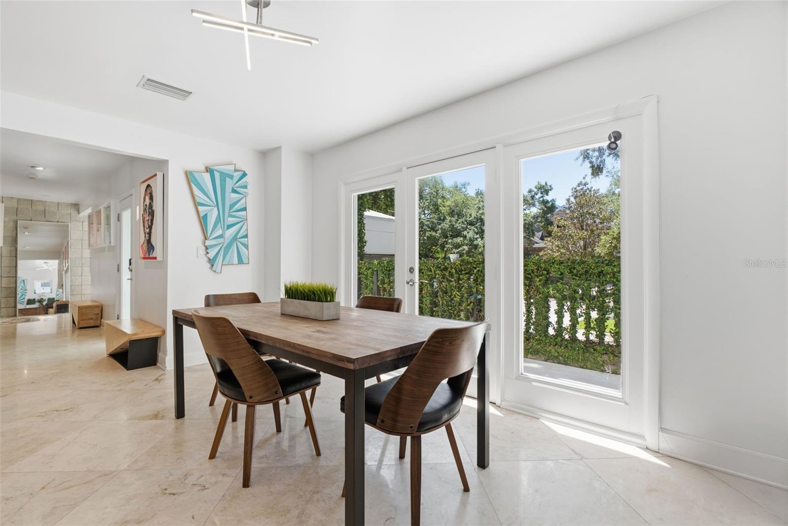 French doors leading to green space porch