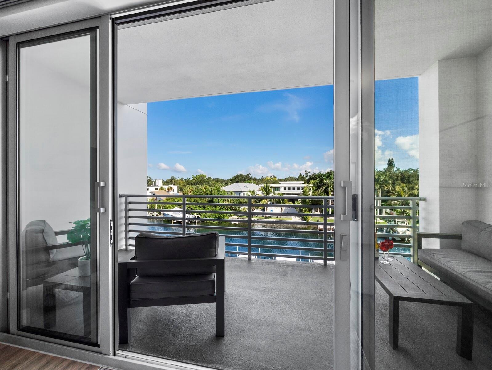 Impact sliders open to private balcony