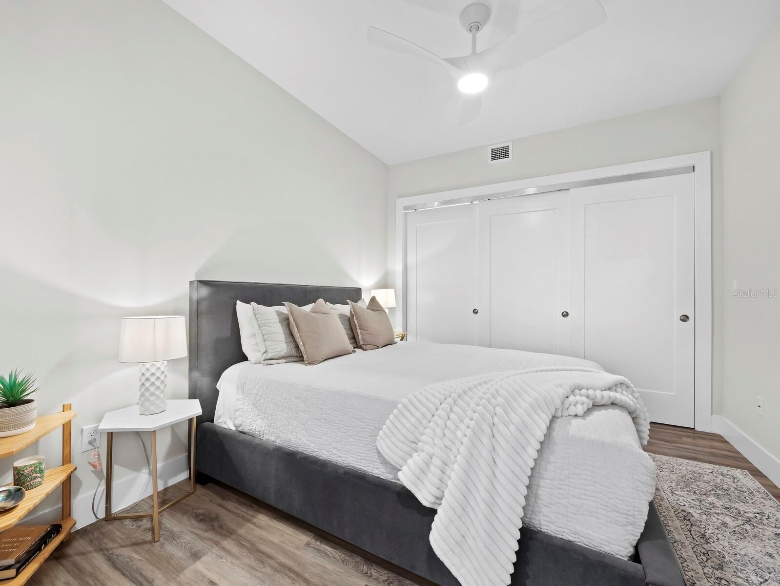 Spacious den with custom closet can easily function as 2nd bedroom