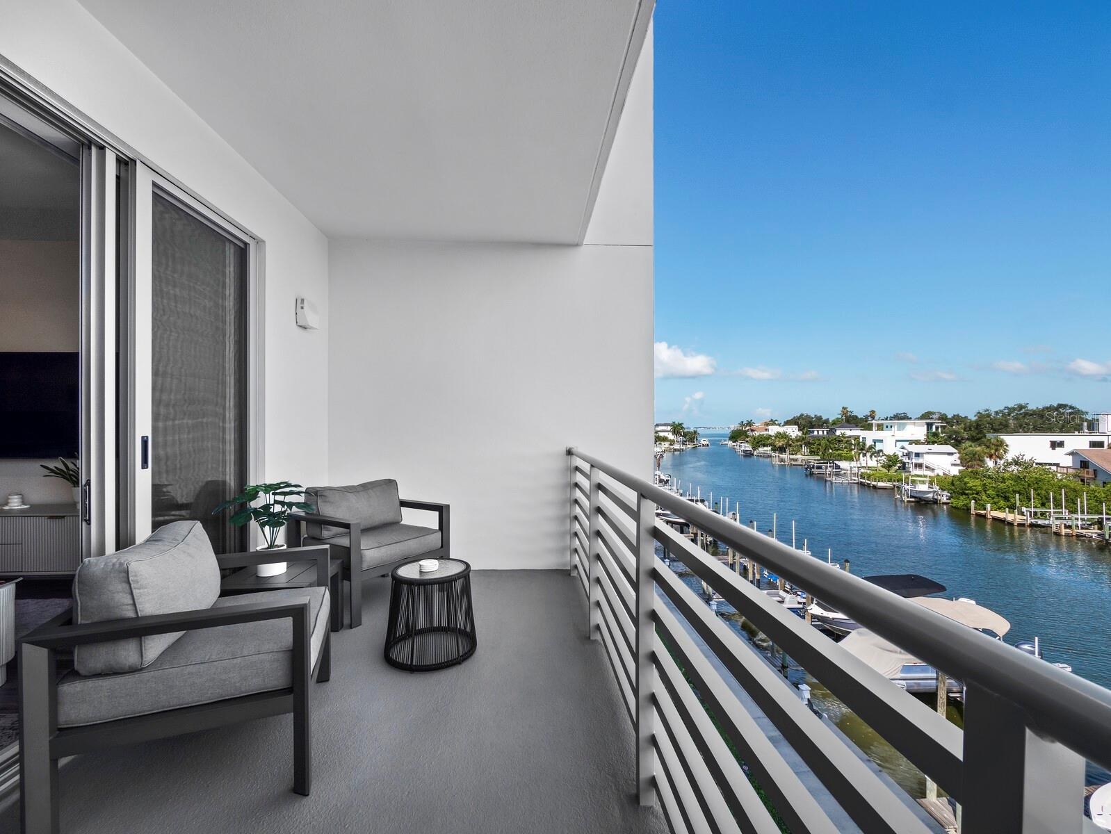 Peaceful water views from your oversized balcony