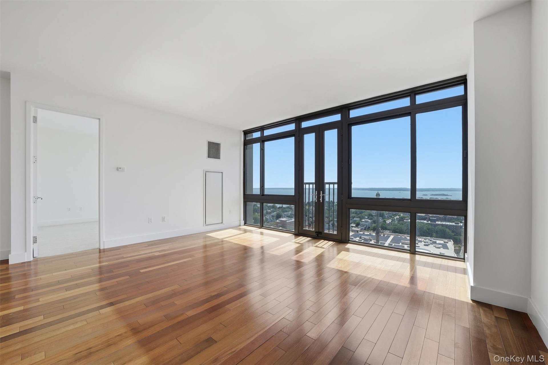 Living room with juliette doors