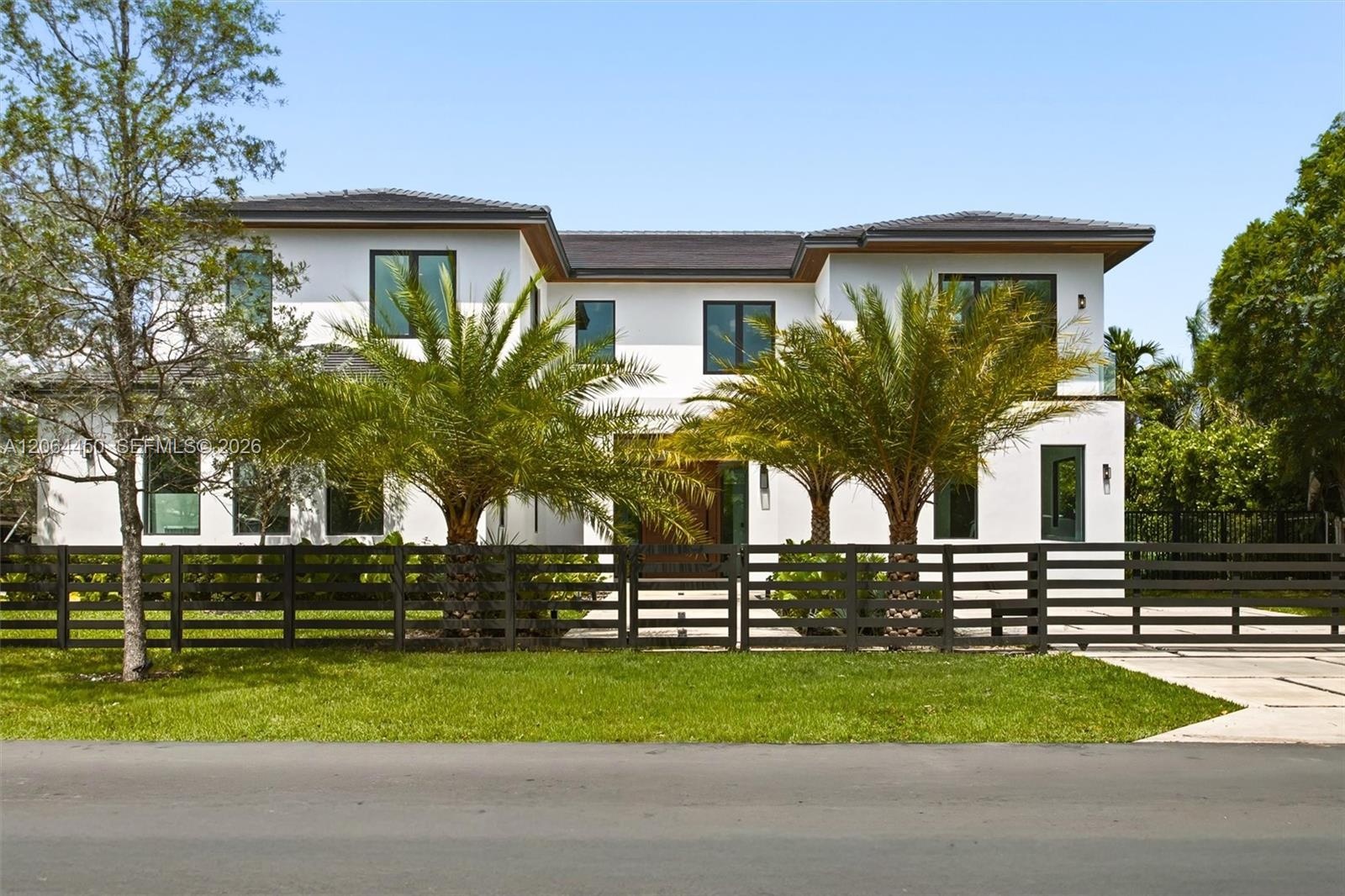 Front entrance with private gate 9840 sw 63rd Ct Pinecrest Florida. New construction 2026 in Pinecrest Florida