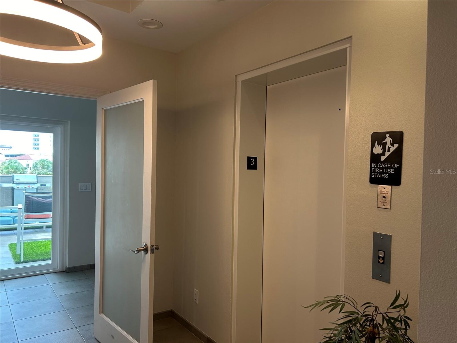 Elevator entrance to unit
