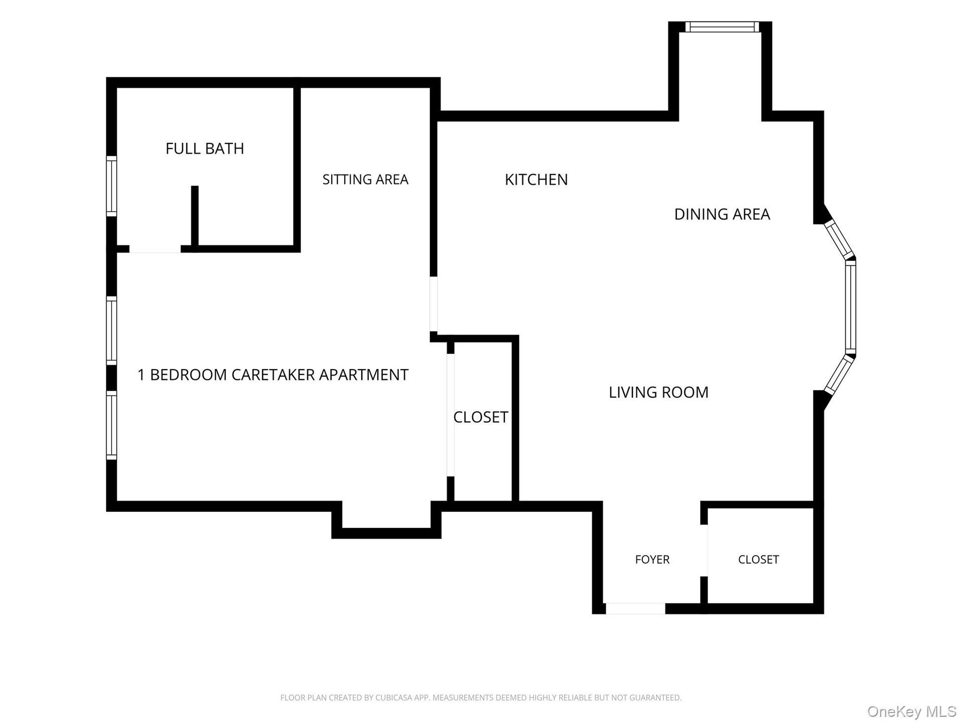Floor plan of the 1 bedroom caretaker apartment above the garage.