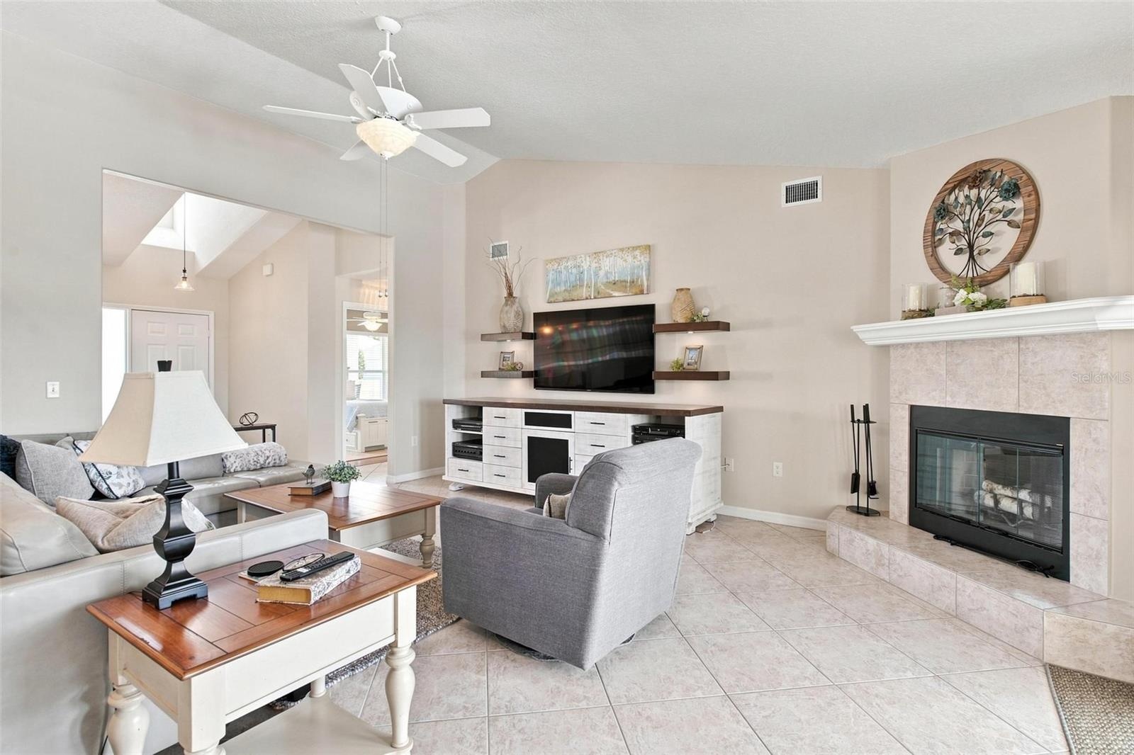 Family room / corner fireplace