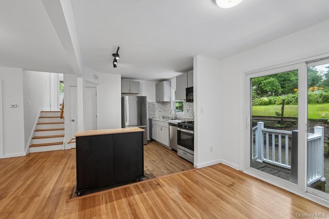 Dining area with sliders to the patio