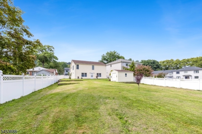 Flat, grassy backyard