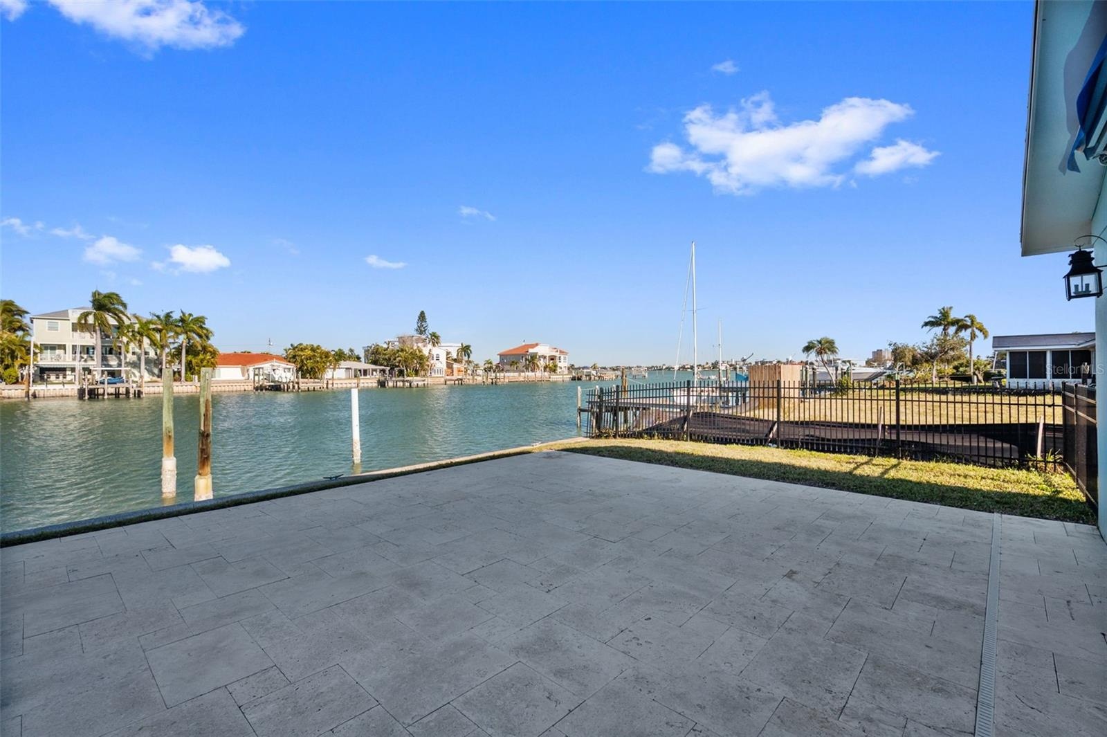 Huge outdoor area for entertaining - looking at the end of the canal