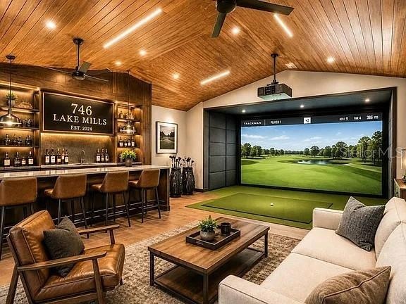 virtual image of golf simulator, currently is horse stable
