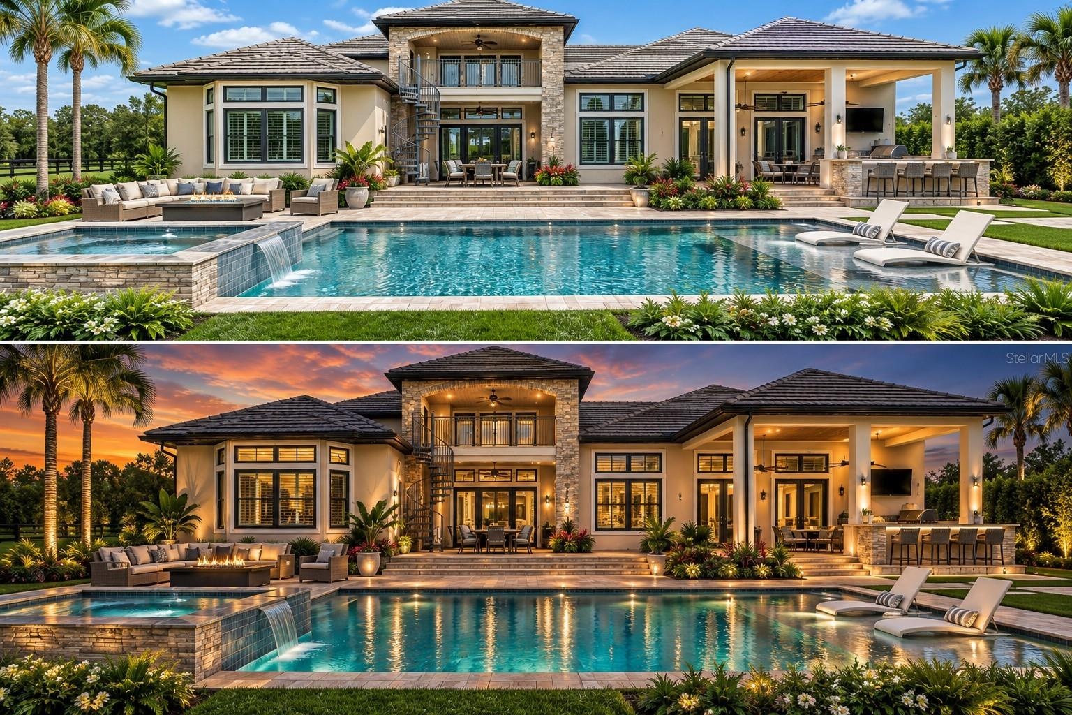 AI Image Rear of Home with conceptual rendering of pool