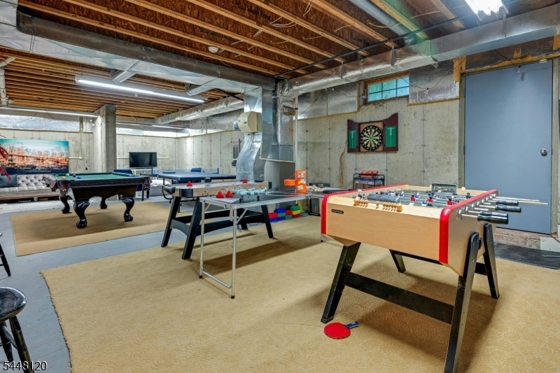 Game room in basement