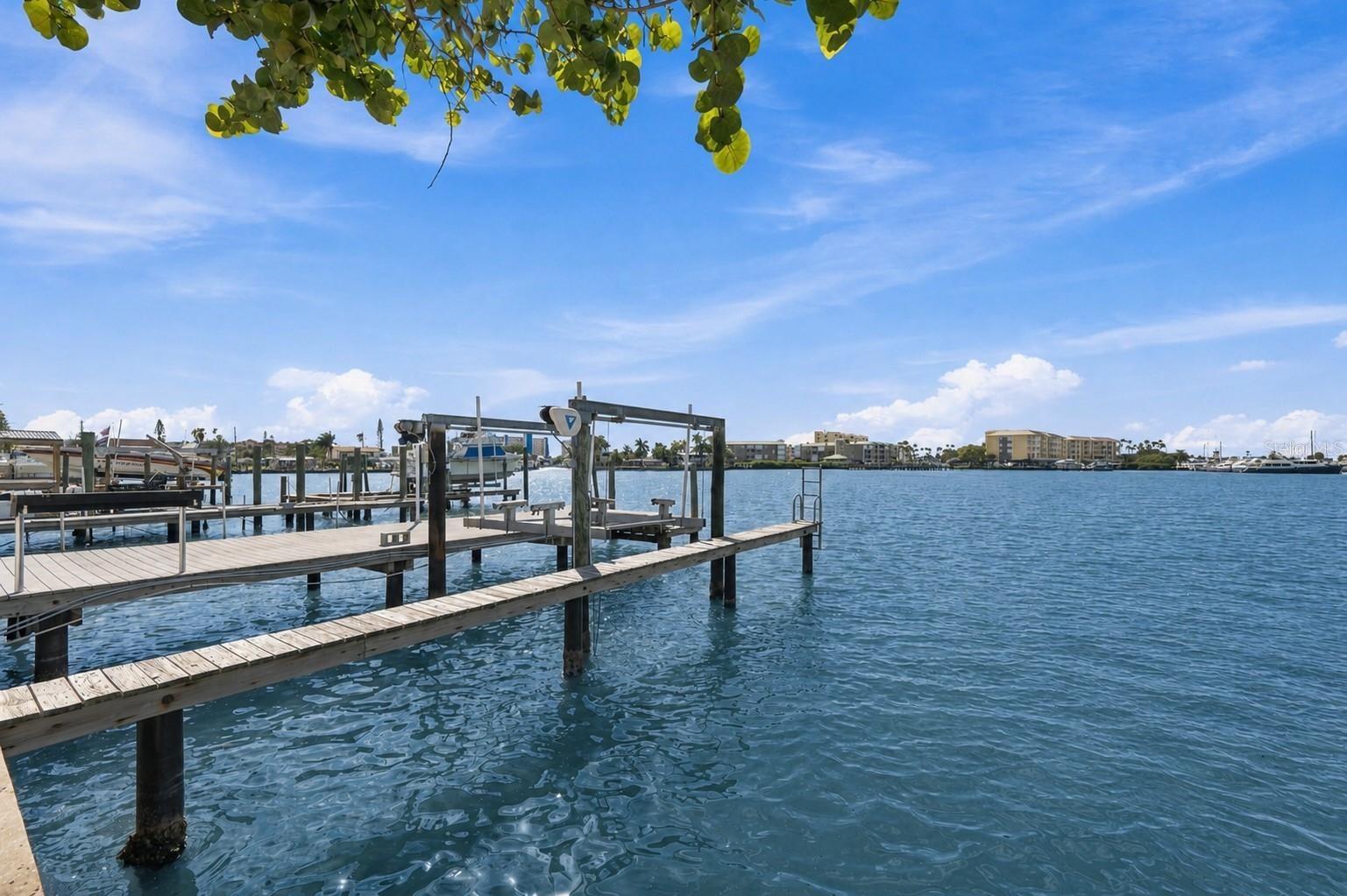 Extended dock allows for your boat plus some friends.