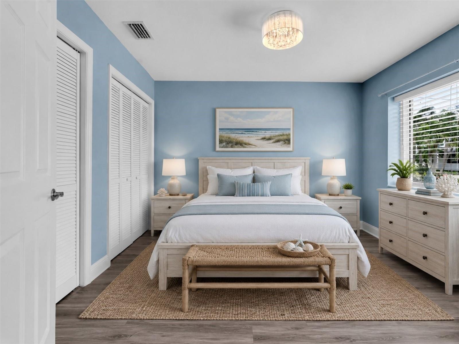2nd bedroom features two large closets and can also serve as a home office, den or guest room.