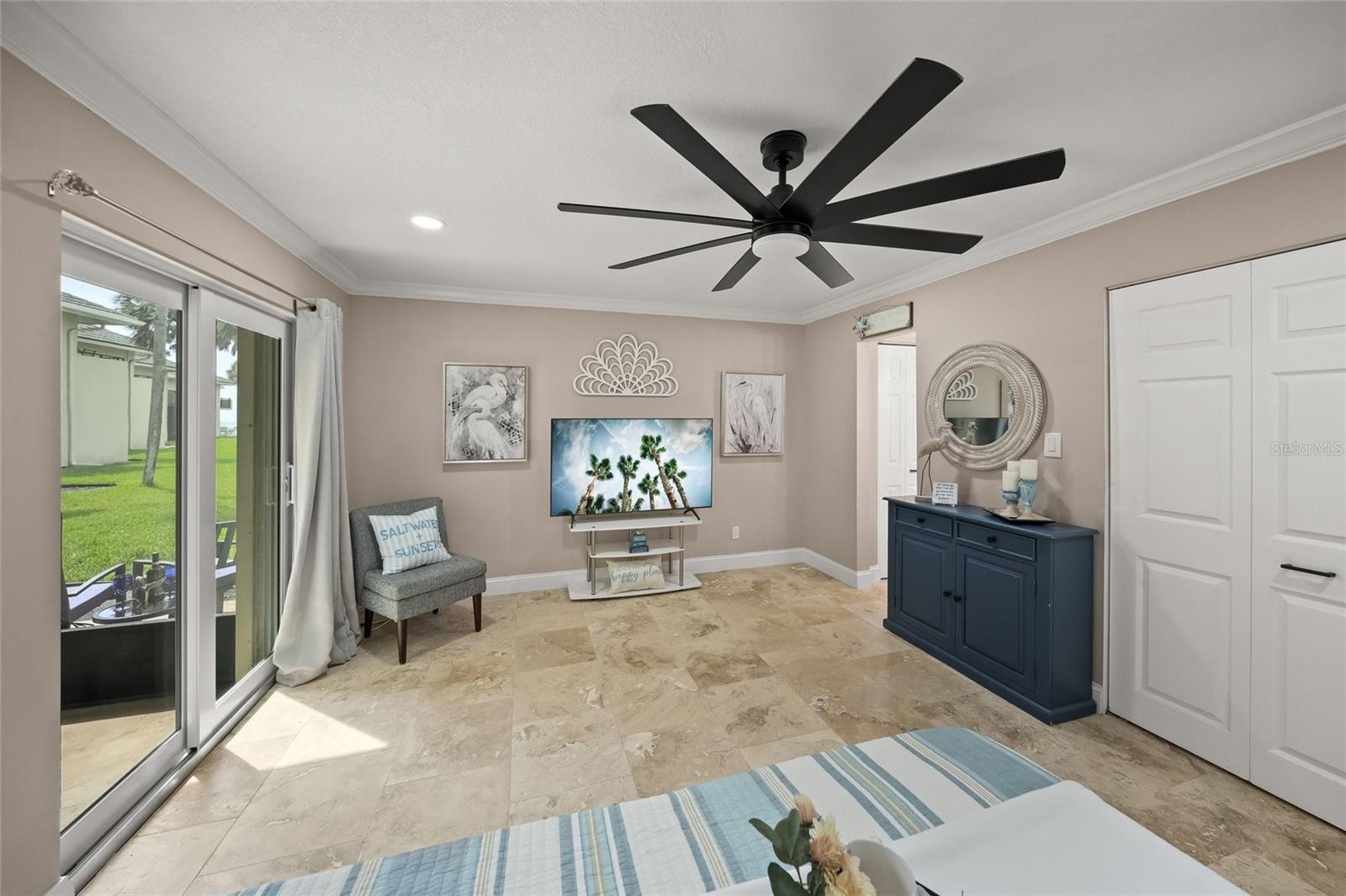 Primary bedroom with view of gulf