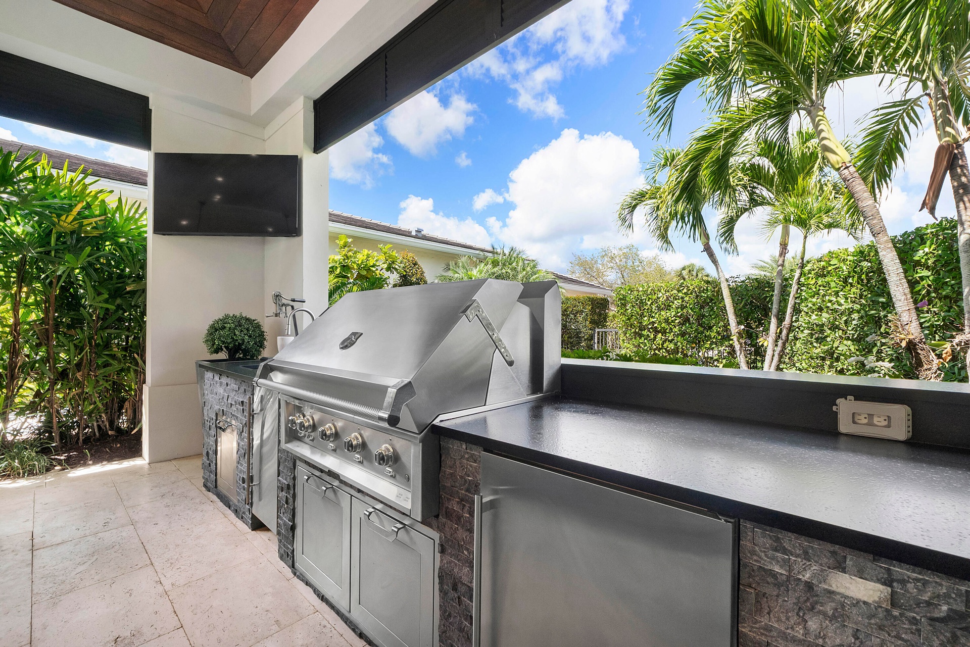 Propane Grill, Bar Fridge, and Ice Maker