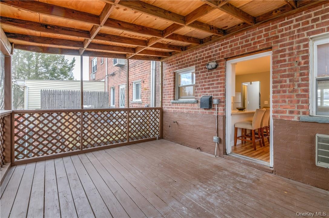 Covered terrace/deck from second floor unit