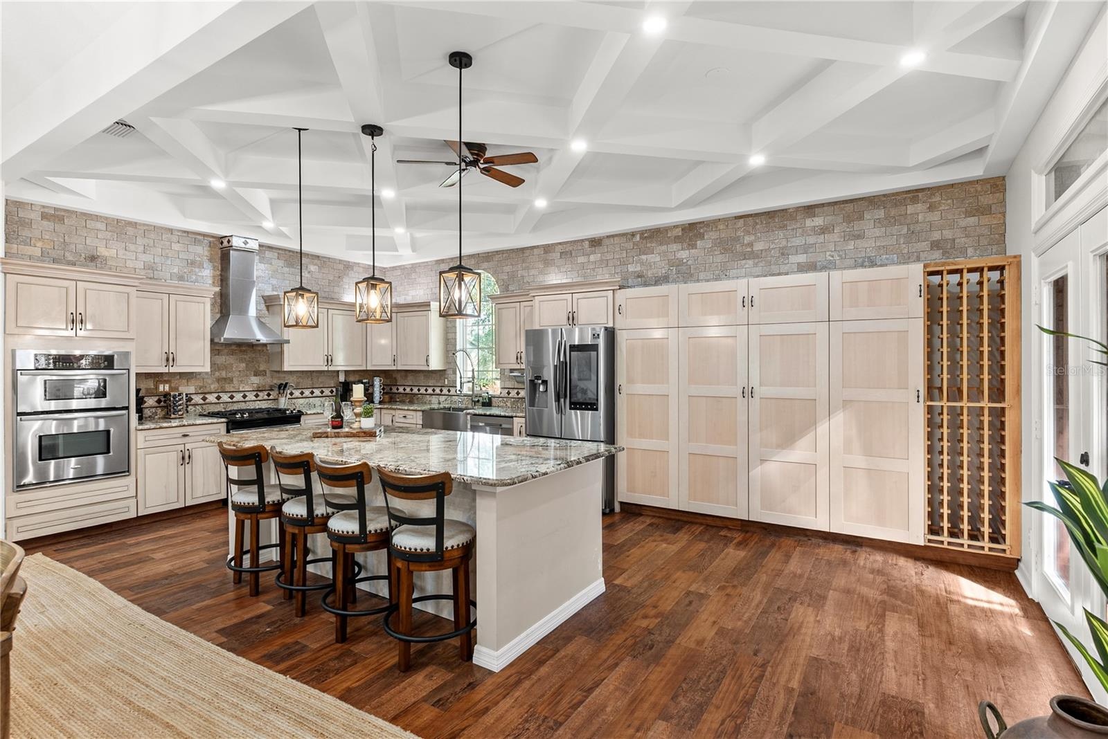 Kitchen with Coffered Ceiling