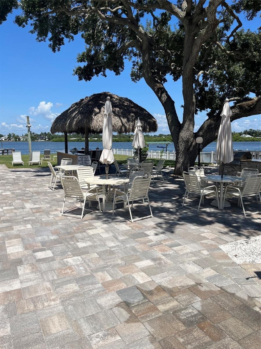Cabana bar and tables