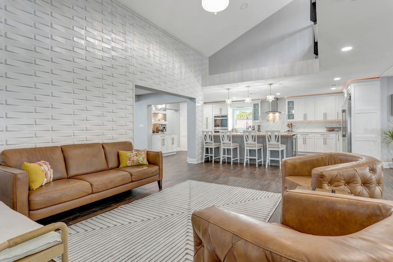 View from Living/Entertainment Space to Overview of Kitchen