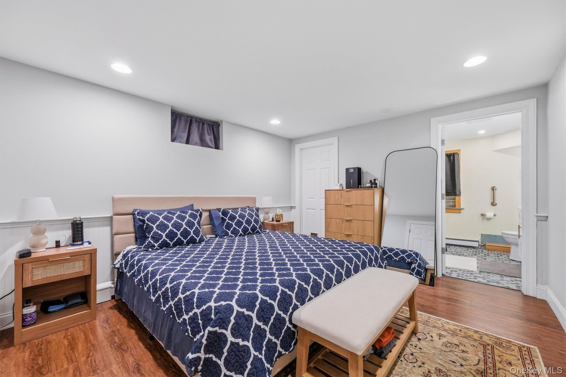 Lower-level guest room.