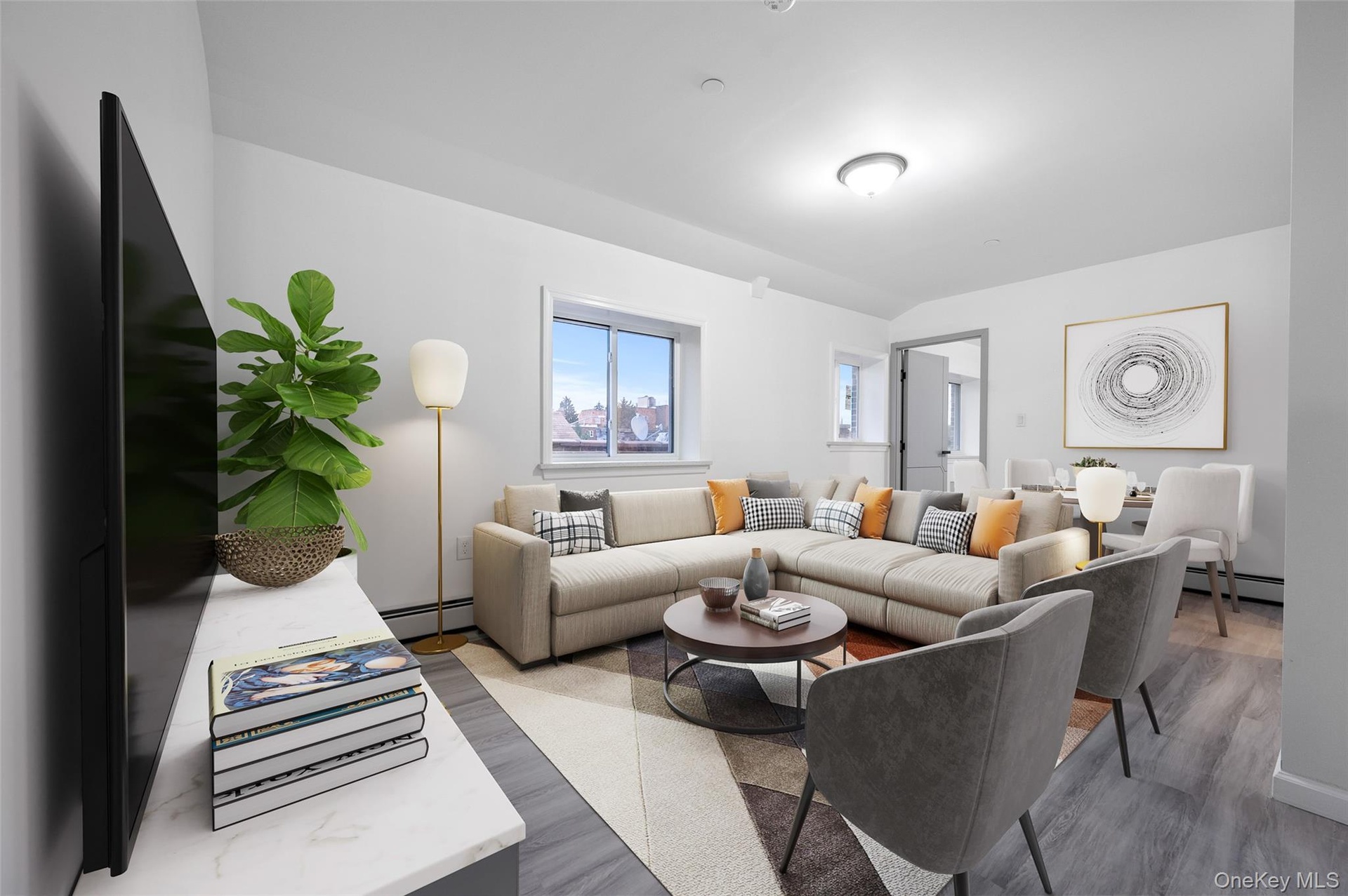 Living area featuring a baseboard radiator