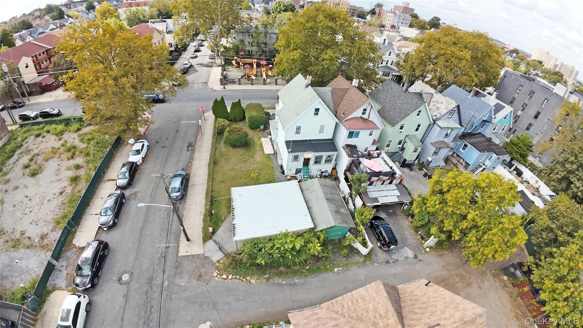Aerial perspective of suburban area