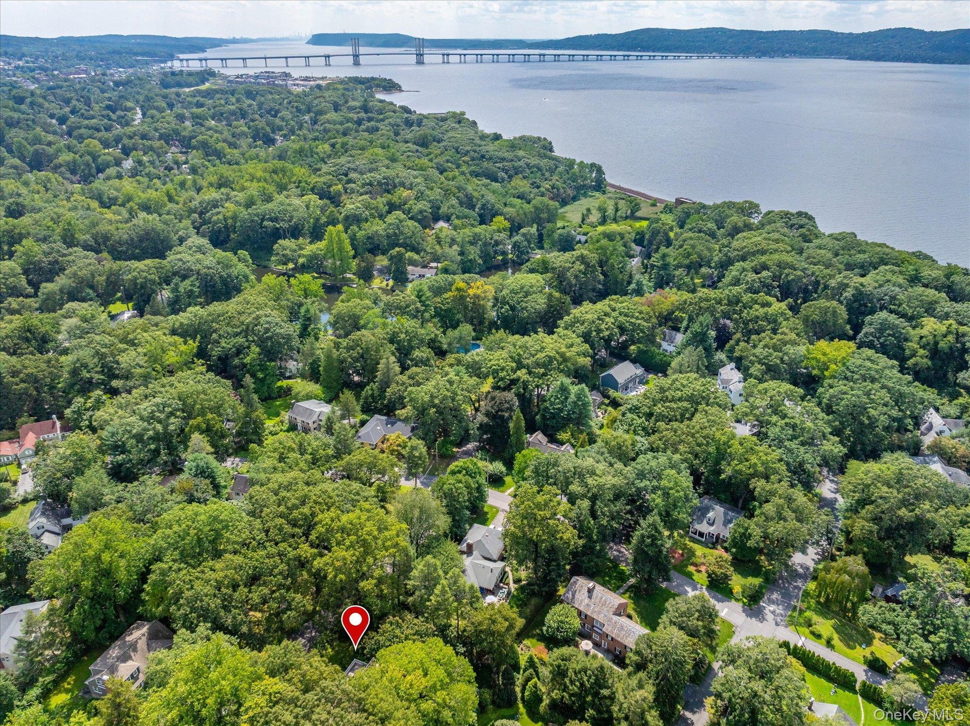 Aerial Shot with View of Tappan Zee Bridge