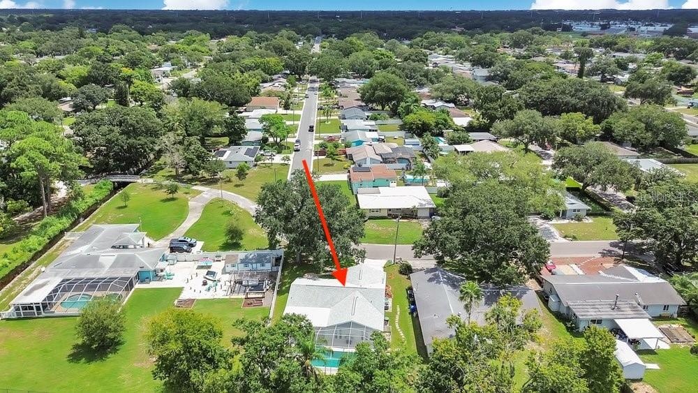 To the left of the arrow is the trail to the boardwalk that leads to the parks