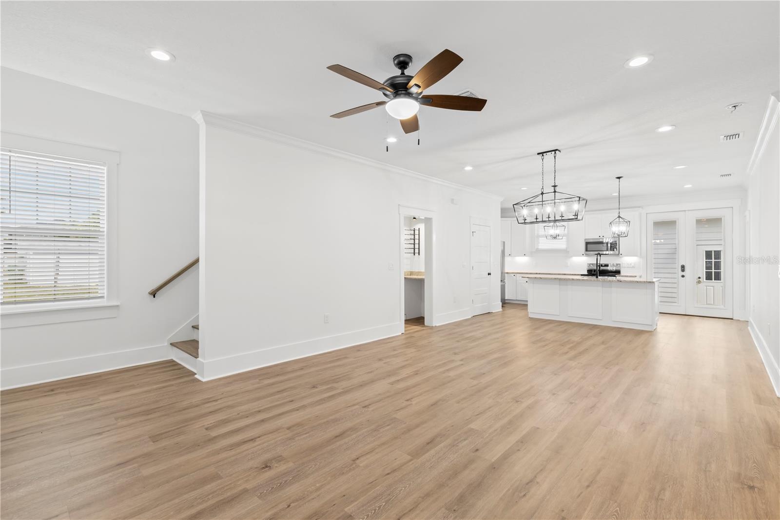 living room, dining room, kitchen