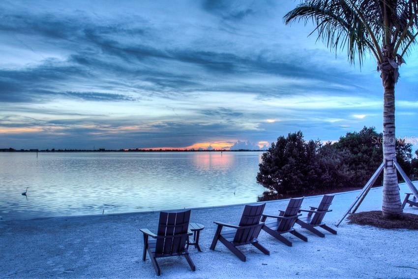 private beach at main clubhouse overlooking the bay