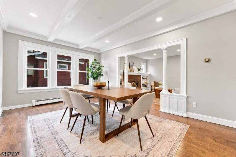 Dining Room with Beamed Ceili