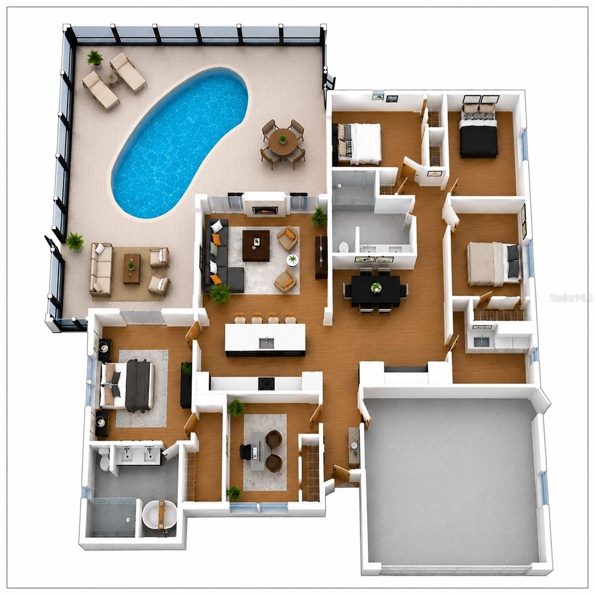 3-D WITH FURNITURE PLACEMENT