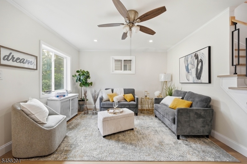 Living room, with large window