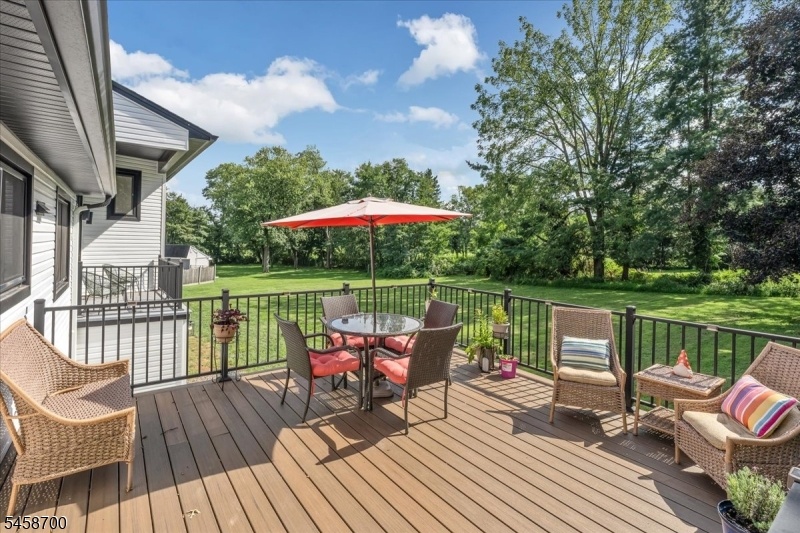 Elevated deck overlooking yard