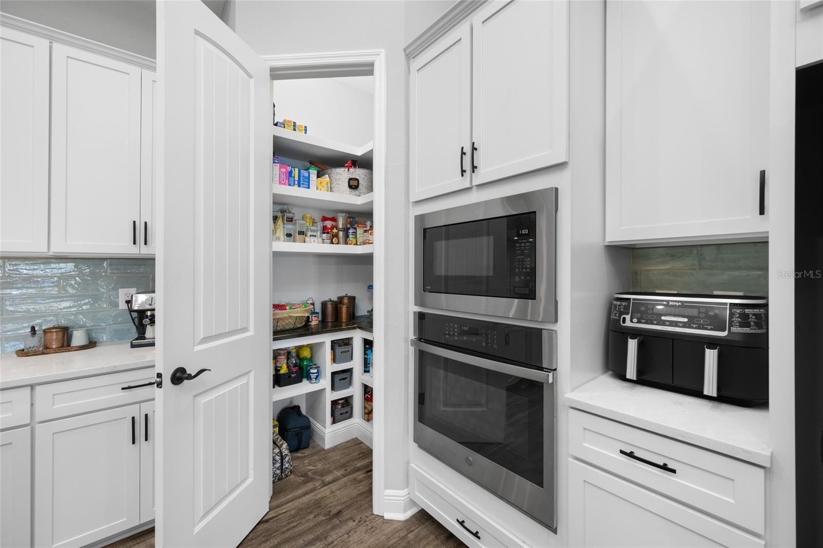 GE Cafe and Profile Appliances and walk-in pantry