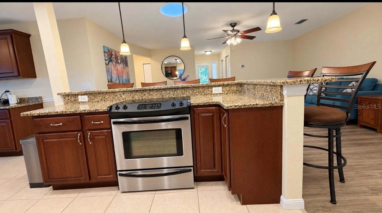 kitchen island with range